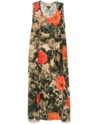R13 - Midi-Jurk Met Bloemenprint - Lyst