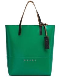Marni - Tribeca Logo-print Faux-leather Tote Bag - Lyst