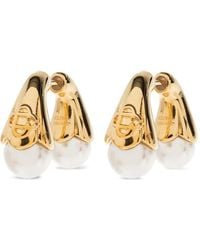 CASABLANCA - Boucles D'Oreilles Lotus À Logo Et Perle - Lyst