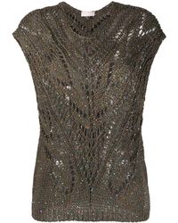 Liu Jo - Sequin-embellished Knitted Sleeveless Top - Lyst