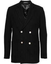 Emporio Armani - Double-breasted Tweed Blazer - Lyst