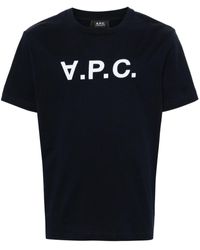 A.P.C. - T-Shirt mit beflocktem Logo - Lyst