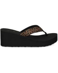 Tommy Hilfiger - Th Monogram-Print Wedge Flip-Flops - Lyst