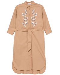 ROSSO35 - Leaf-Motif Belted Dress - Lyst