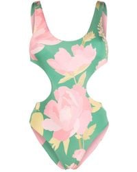 FARM Rio - Cut-out Floral-print Swimsuit - Lyst
