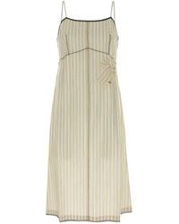 Prada - Embroidered Cupro Dress - Lyst
