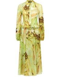 Roberto Cavalli - Robe Mi-Longue À Imprimé Plumes - Lyst