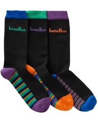 Benetton - Logo-Embroidered Striped Socks Pack (Set Of Three) - Lyst