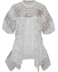 3.1 Phillip Lim - Striped Lace-Panel Top - Lyst