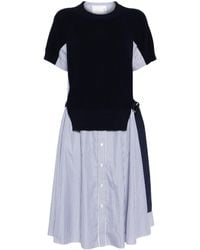 Sacai - Panelled Cotton Midi Dress - Lyst