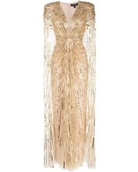 Jenny Packham - Lotus Cape-effect Embellished Tulle Gown - Lyst