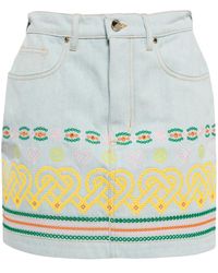 CASABLANCA - Embroidered Cotton Mini Skirt - Lyst