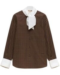 Marni - Checked-Poplin Shirt With Neck-Tie - Lyst