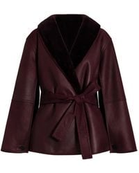 Alberta Ferretti - Belted Sheepskin Coat - Lyst