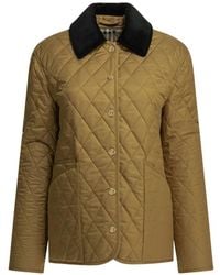 Burberry - Veste Matelassée À Col En Velours Côtelé - Lyst