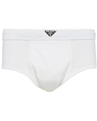 Prada - Triangle-logo Cotton Boxer Shorts - Lyst
