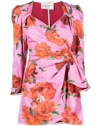 Forte - Floral-Print Drape-Detail Dress - Lyst