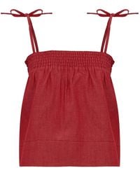 A.P.C. - Tie-Strap Smocked Top - Lyst
