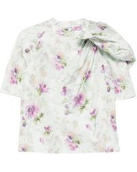 Loewe - Blusa Drapeada Con Estampado Floral - Lyst