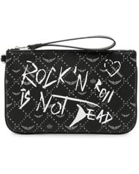 Zadig & Voltaire - Slogan-Print Grained-Leather Clutch Bag - Lyst
