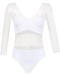 Brigitte Bardot Tule Body Met Lange Mouwen - Wit