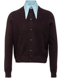 Prada - Collar-Detail Cashmere Cardigan - Lyst