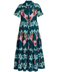 Erdem - Ikat-Print Tiered Shirt Maxi Dress - Lyst