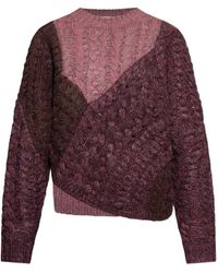 Isabel Marant - Kabelgebreide Trui Met Patchwork - Lyst