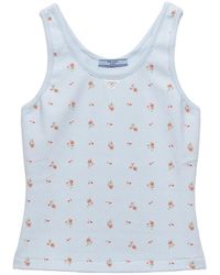 Prada - Top De Canalé Con Buqué Estampado - Lyst