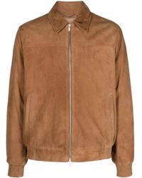 Lardini - Zip-Up Suede Bomber Jacket - Lyst