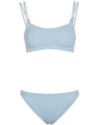 Hunza G - Cassie Beaded Crinkle-Effect Bikini - Lyst