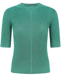 Saint Laurent - Short-sleeved Metallic Knit Top - Lyst
