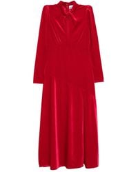 Ganni - Velvet Jersey Gathered Maxi Dress - Lyst