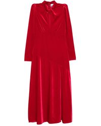 Ganni - Velvet Jersey Gathered Maxi Dress - Lyst