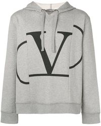 Valentino Garavani Hoodie Met Vlogo-print - Grijs