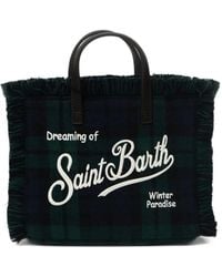 MC2 Saint Barth - Mini Vanity Fringed-Edge Tartan-Pattern Tote Bag - Lyst