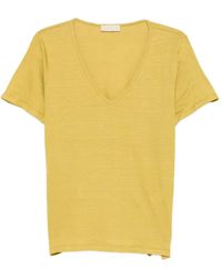 Momoní - V-Neck Short-Sleeved Linen T-Shirt - Lyst