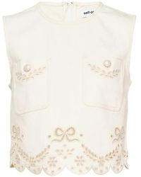 Self-Portrait - Broderie-Anglaise Scalloped-Hem Top - Lyst