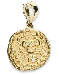 Azlee - 18kt Yellow Gold Small Karkinos Coin Diamond Pendant - Lyst