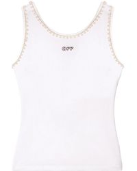 Off-White c/o Virgil Abloh - Pearl-Embellished Ribbed Tank Top - Lyst