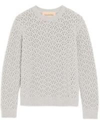 Valentino Garavani - Wool And Cashmere Sweater With Metallic V-Detail - Lyst