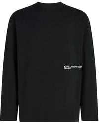 KARL LAGERFELD - Relaxed Long-Sleeved Seamed T-Shirt - Lyst