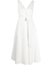 Brunello Cucinelli - ベルテッド Vネックドレス - Lyst