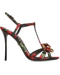 Dolce & Gabbana - Rose-Print Brocade Sandals - Lyst