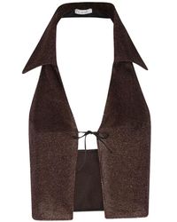 Oséree - Metallic-Effect Halterneck Crop Top - Lyst