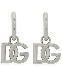 Dolce & Gabbana - Orecchini A Cerchio Con Logo - Lyst