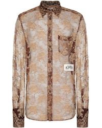 Dolce & Gabbana - Semi-doorzichtig Overhemd Met Bloemenkant - Lyst