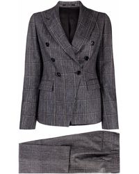 Tagliatore Double-breasted Checked Suit - Black