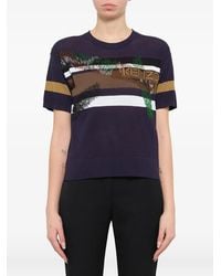 KENZO - Gestreifter Pullover Mit Logo-Stickerei - Lyst