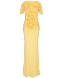 V:PM ATELIER - Canary Ruched Draped Maxi Dress - Lyst